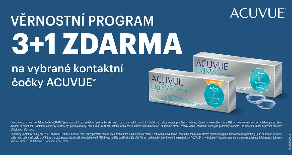 3+1 zdarma na kontaktní čočky ACUVUE